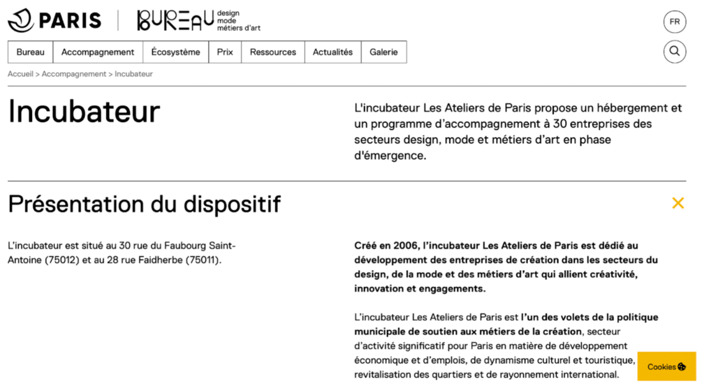 incubateur atelier incubateur startup paris