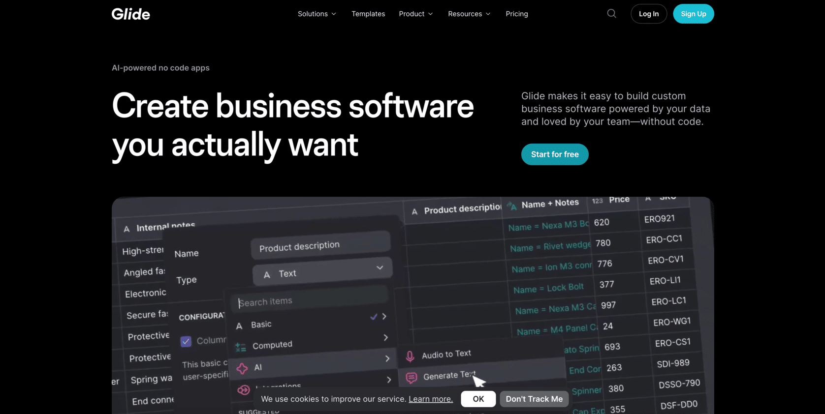 Glide solution no-code