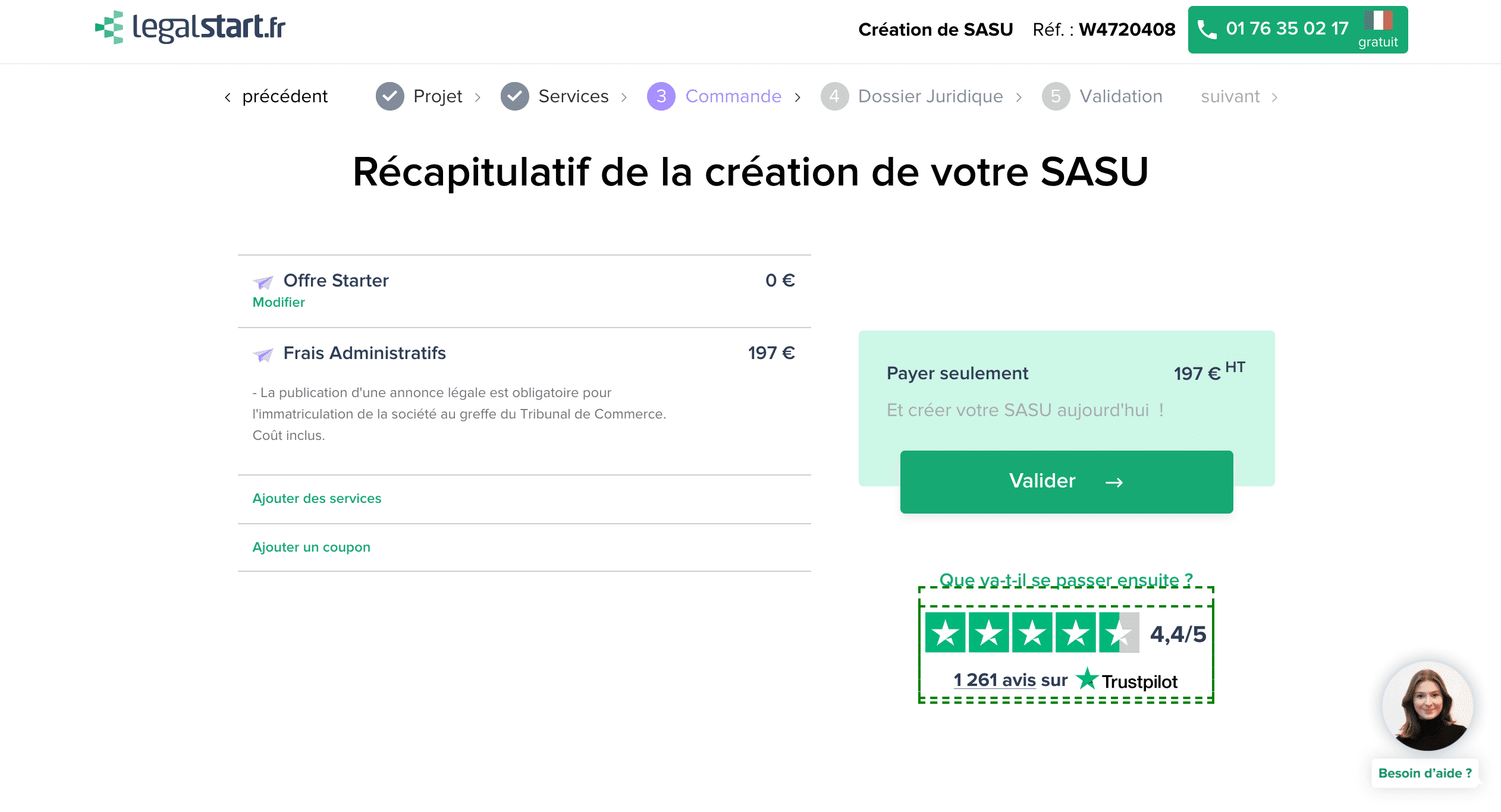Legalstart prix