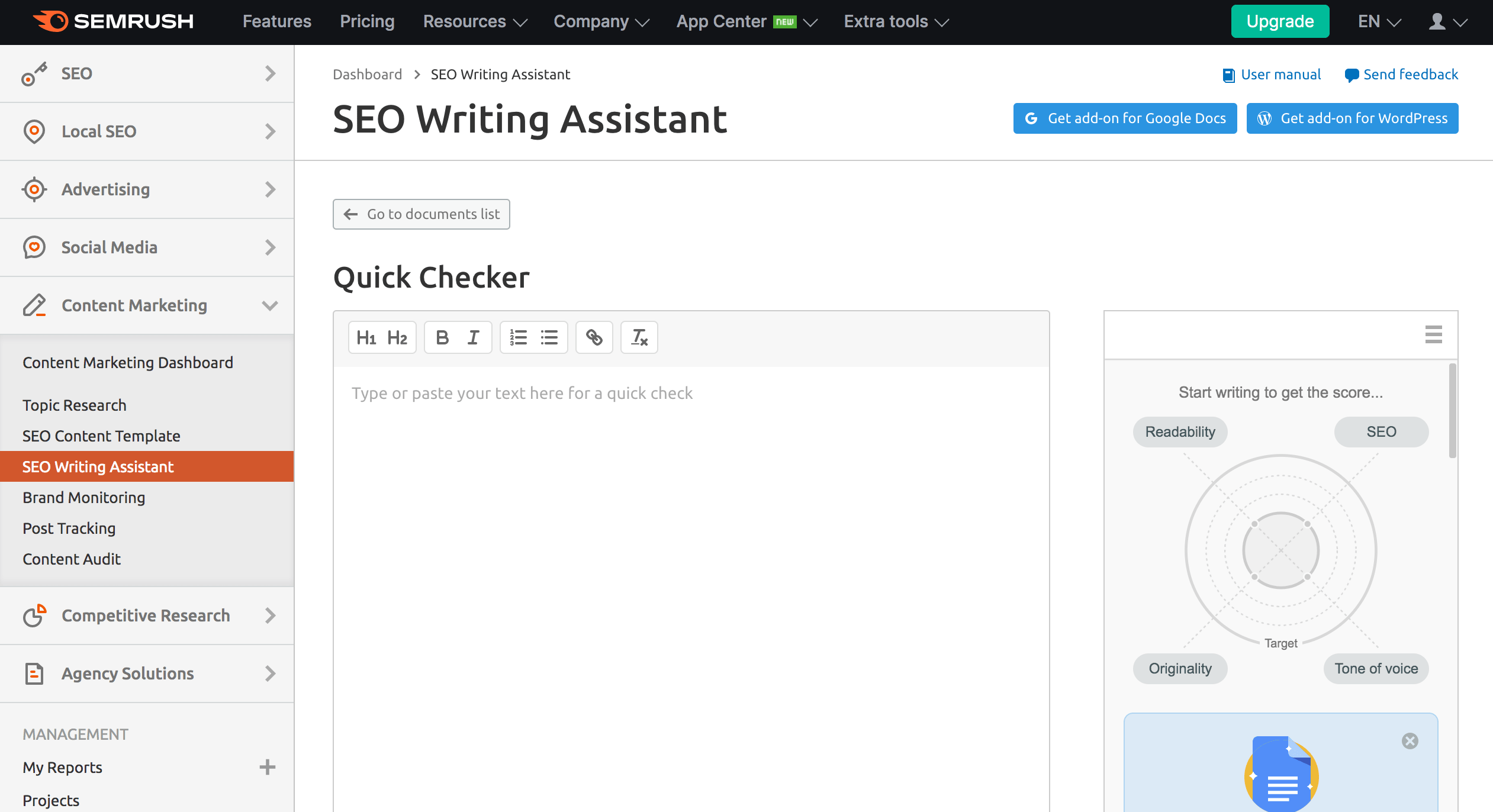 Semrush Writing assistant