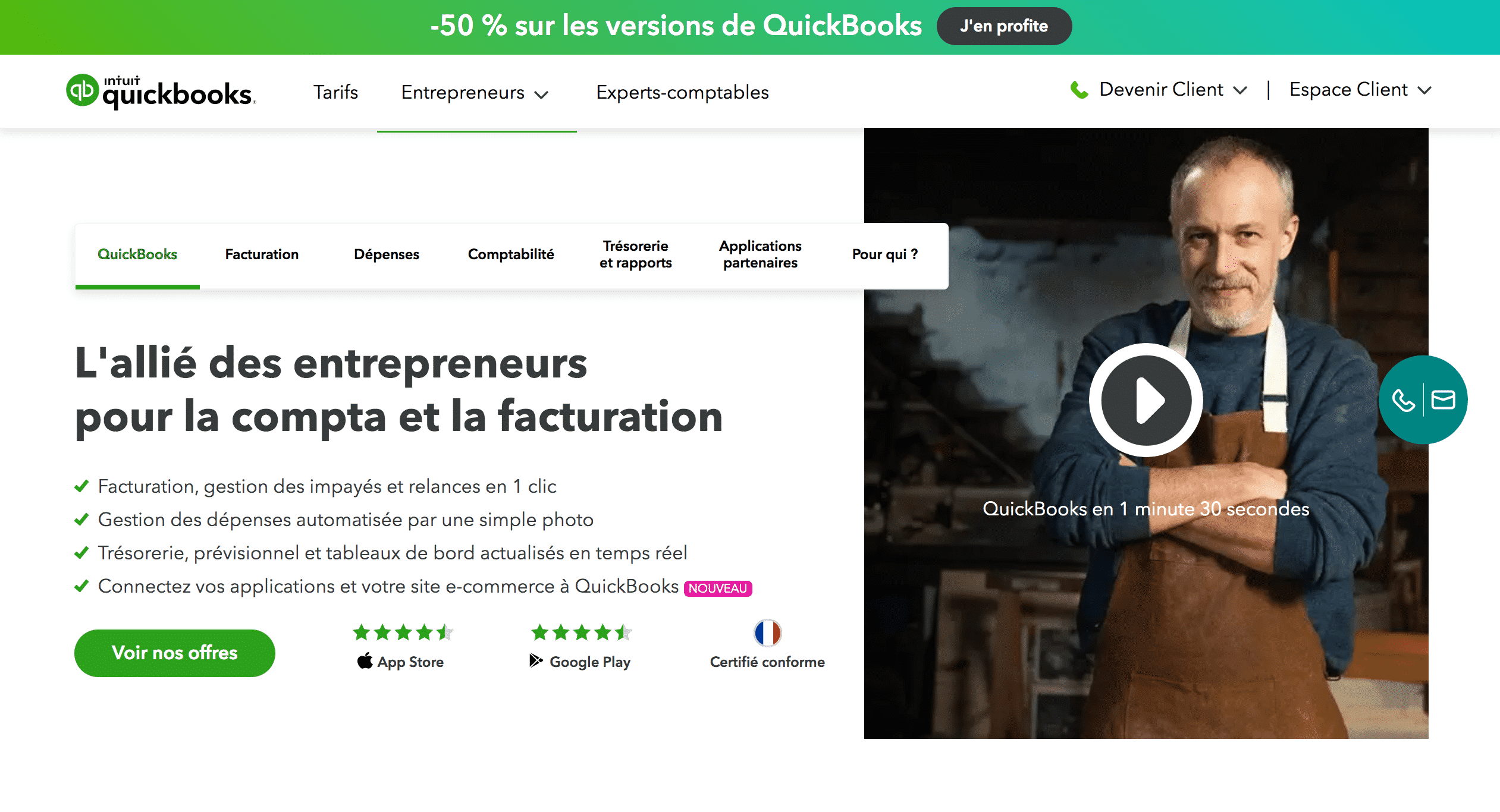 quickbooks logiciel de facturation menuiserie