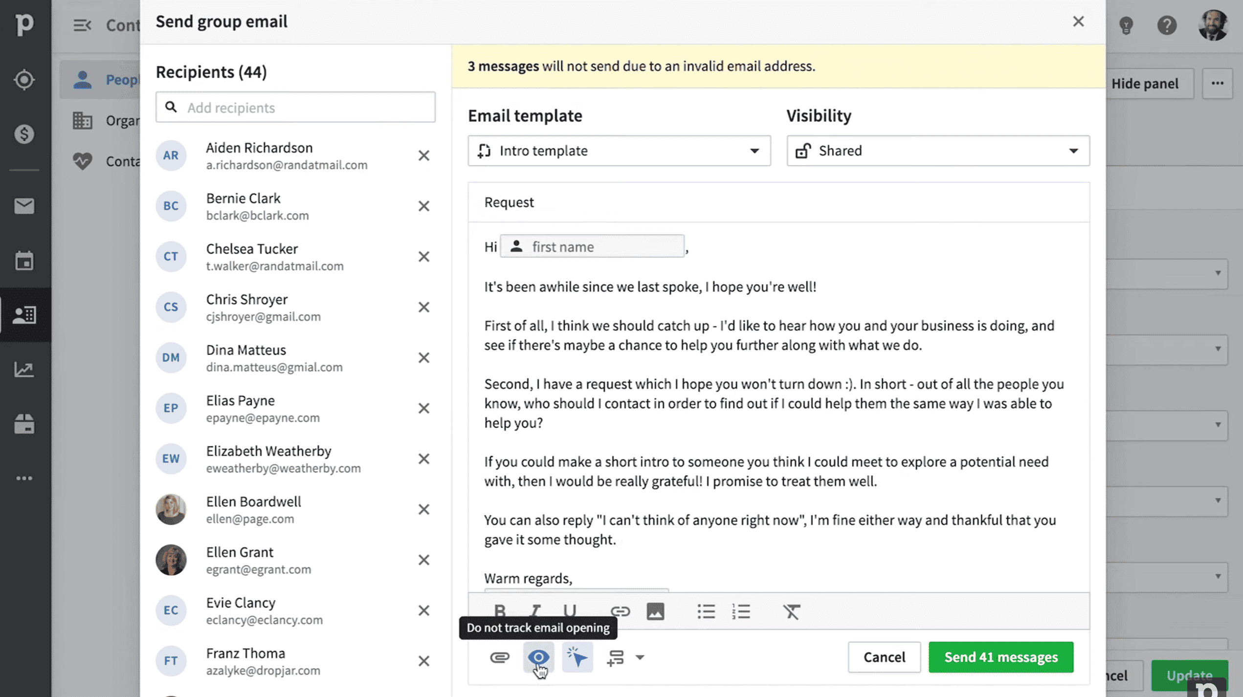 pipedrive emails groupés