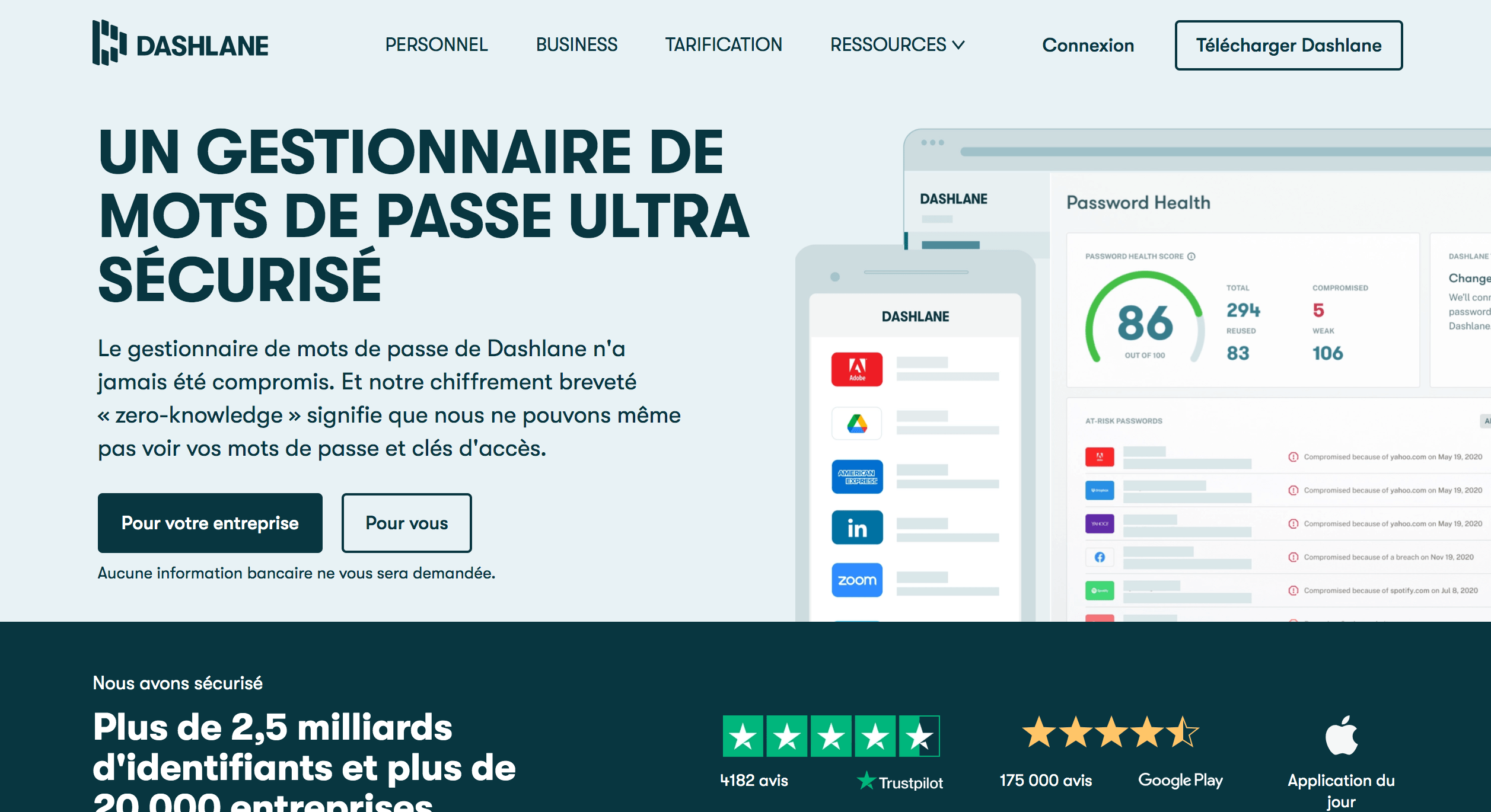 dashlane gestionnaire de mot de passe