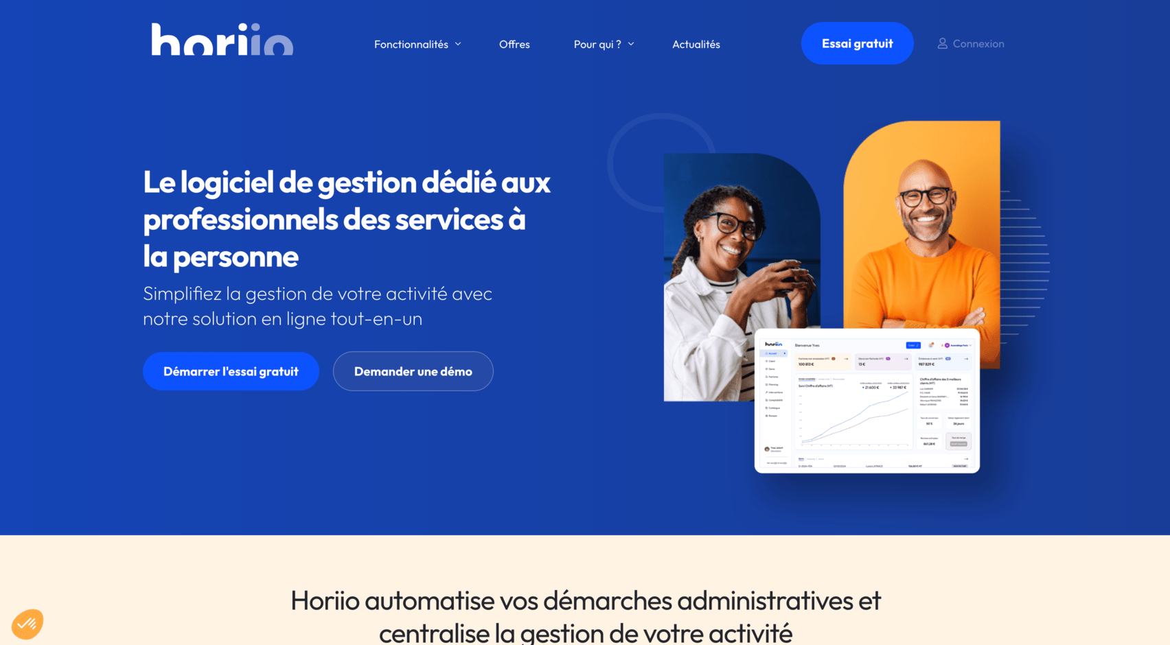 Horiio logiciel service a la personne