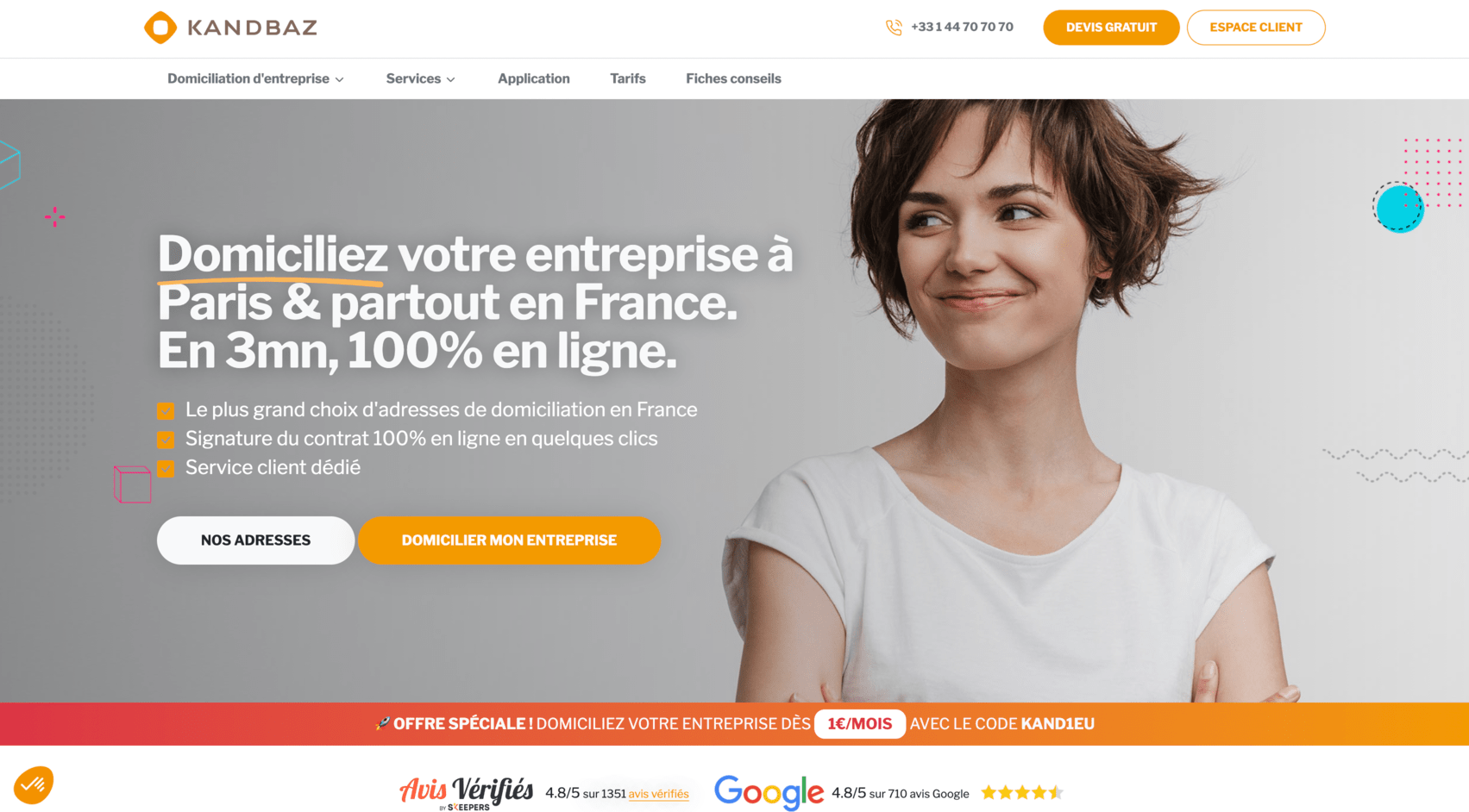 Kandbaz domiciliation entreprise en ligne