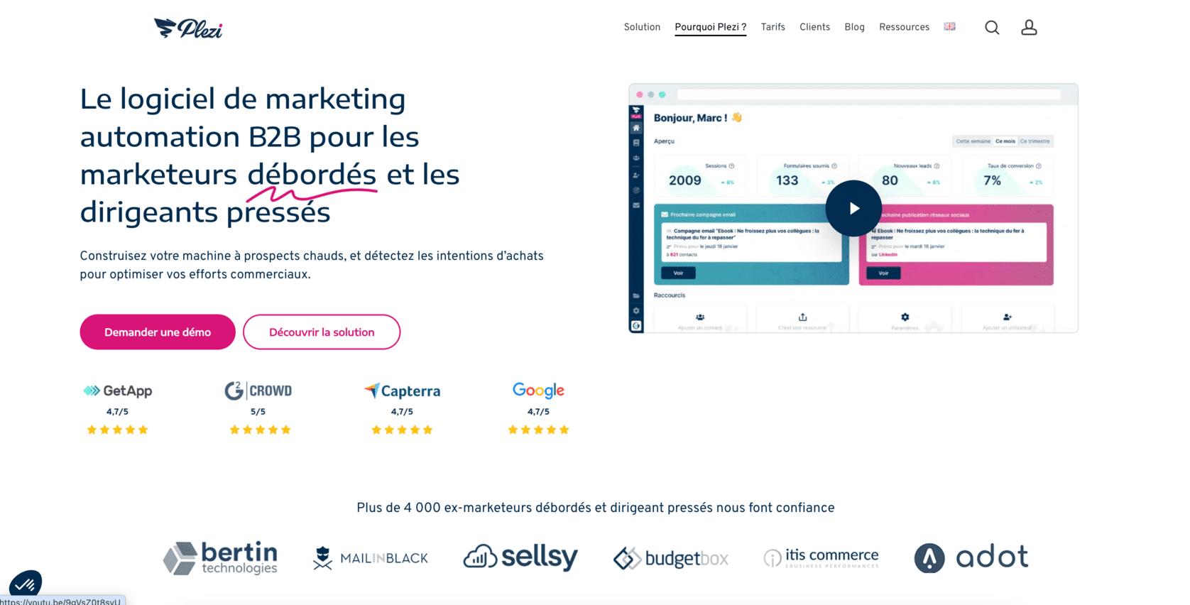 Plezi logiciel de marketing automation comparatif