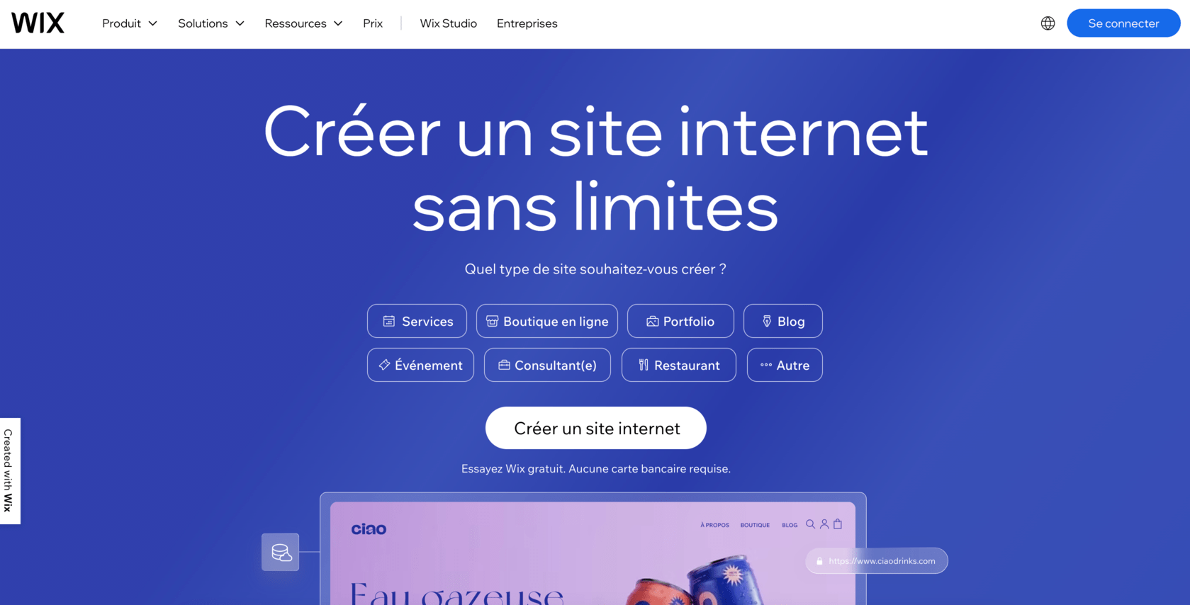 Wix logiciel de création de site internet