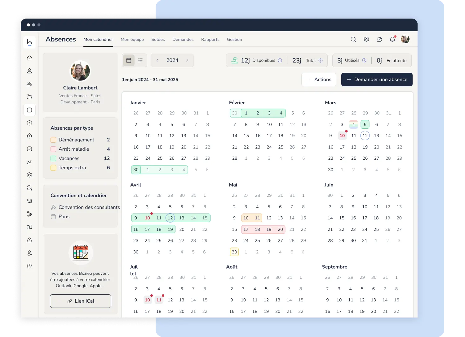 Bizneo Gestion des congés et absences
