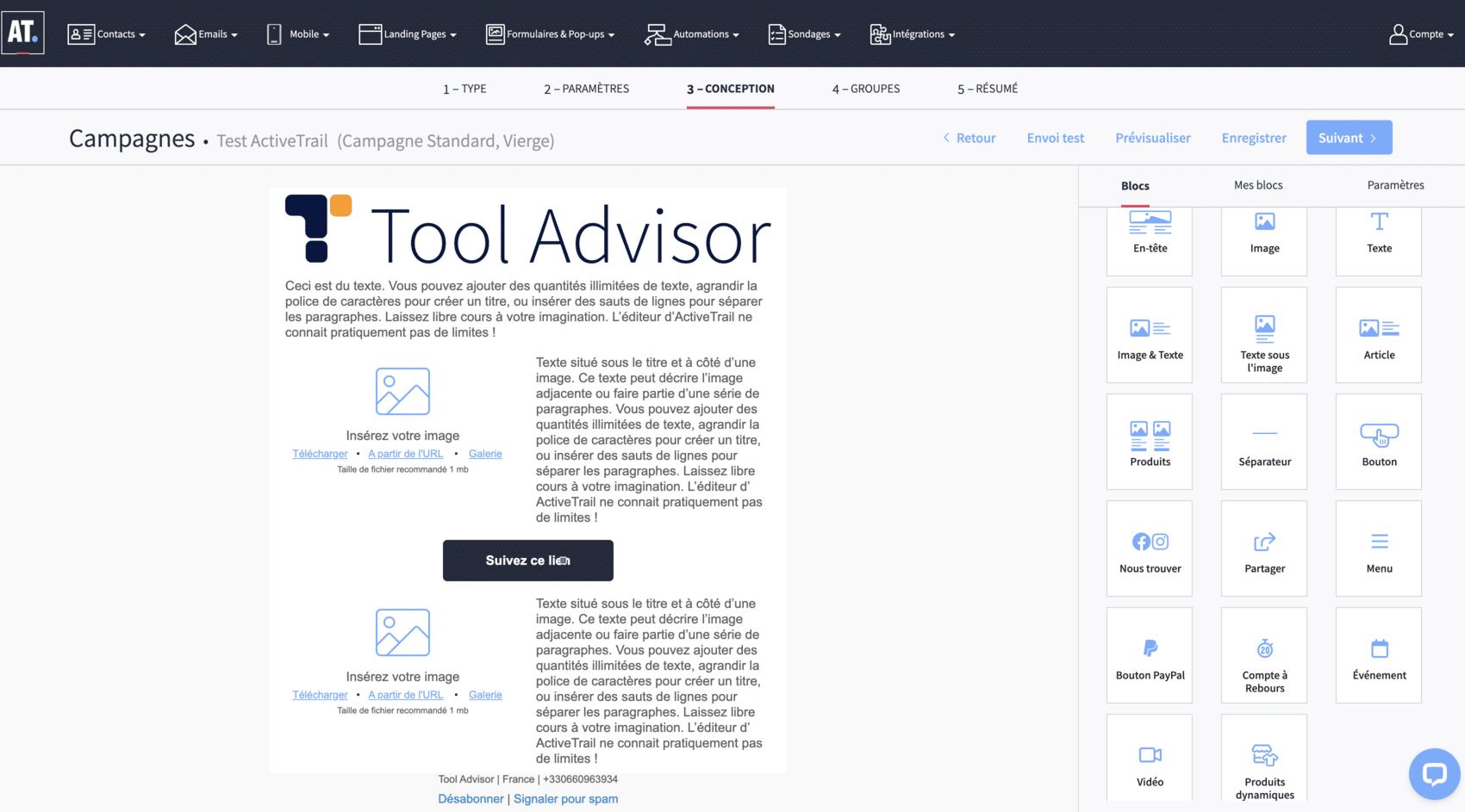 Editeur email ActiveTrail