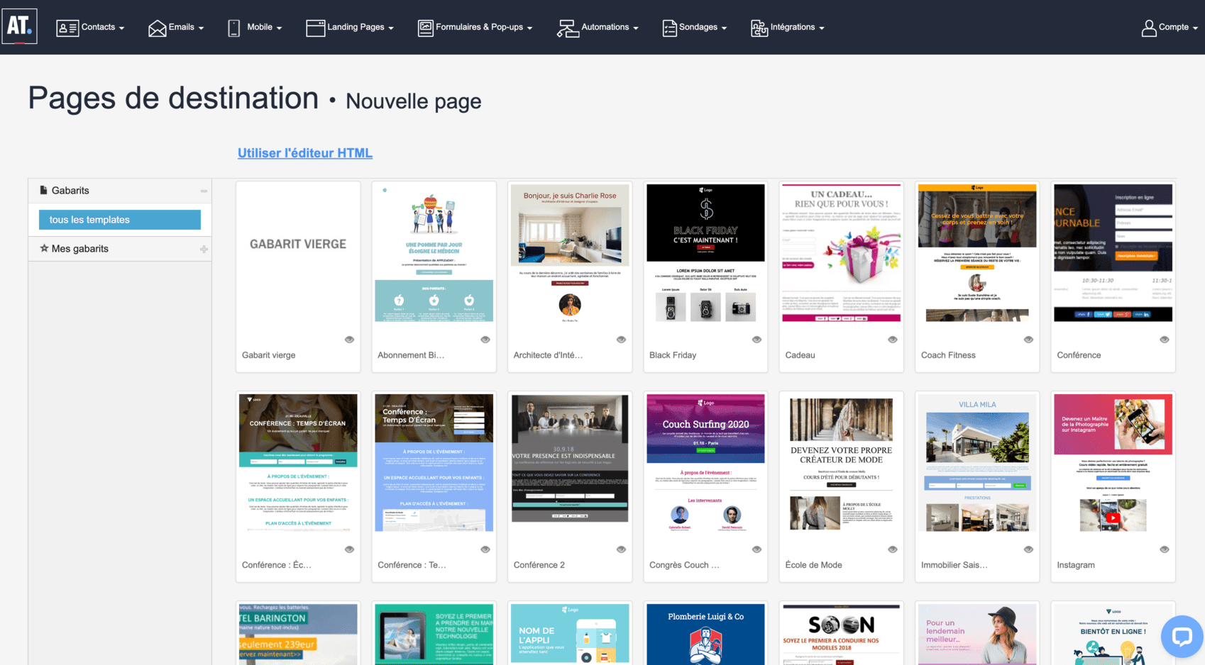 Editeur landing page