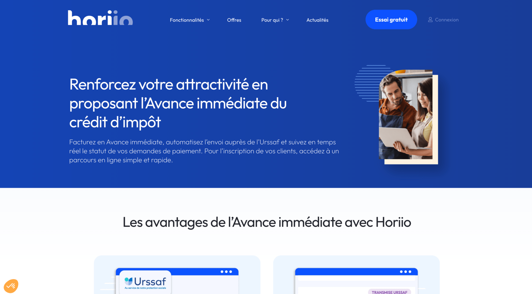 Horiio avance immediate credit impot