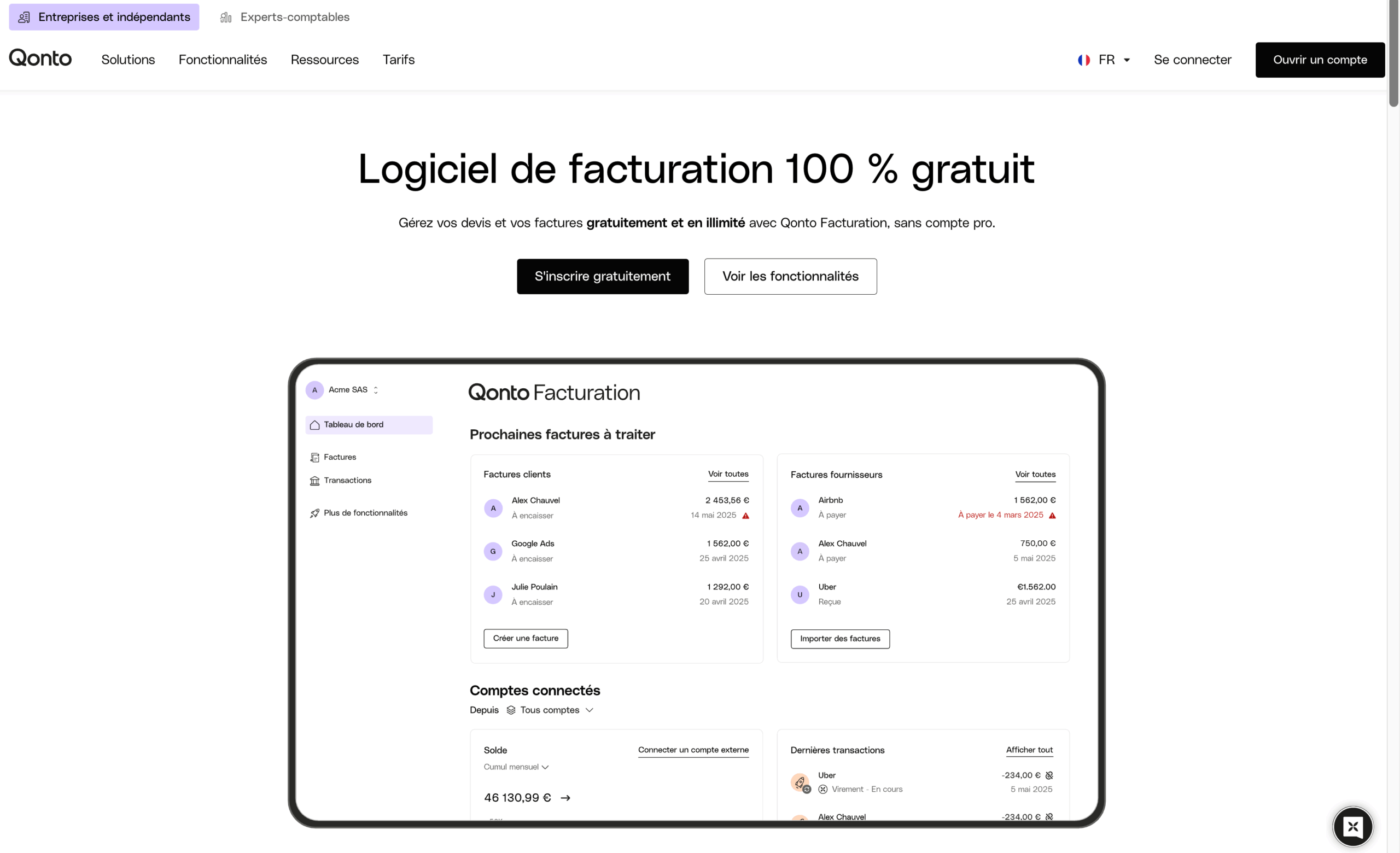 Qonto logiciel de facturation gratuit