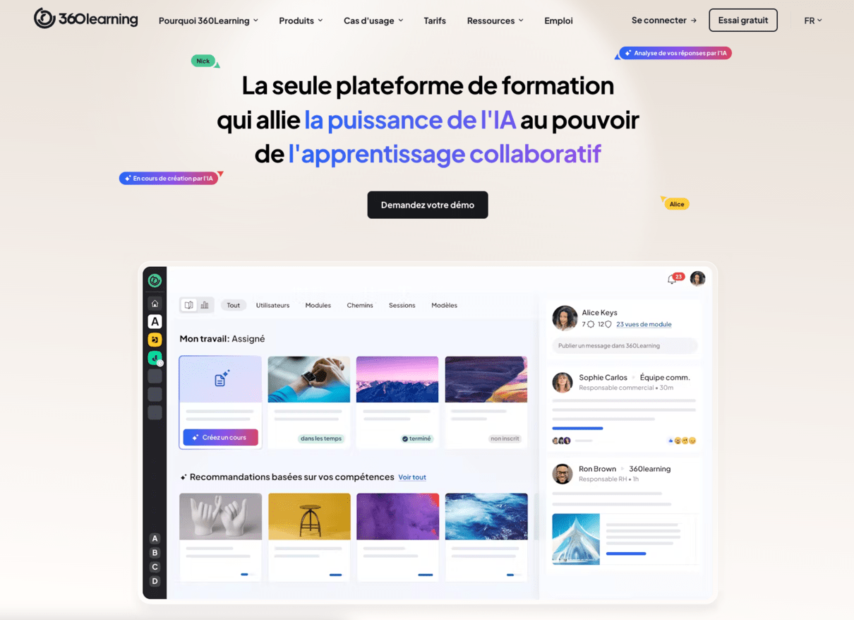 360 learning outil LMS apprentissage
