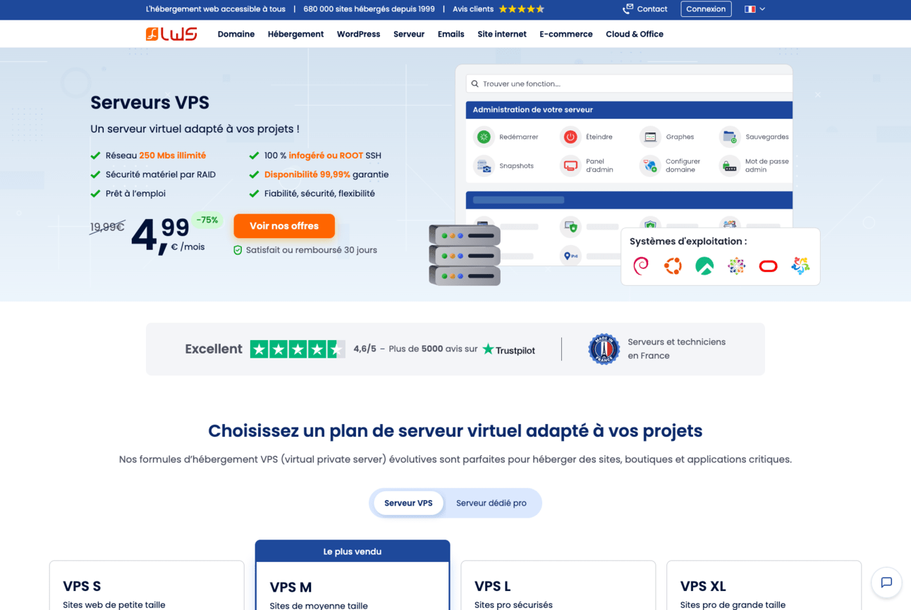 lws hebergement windows linux vps