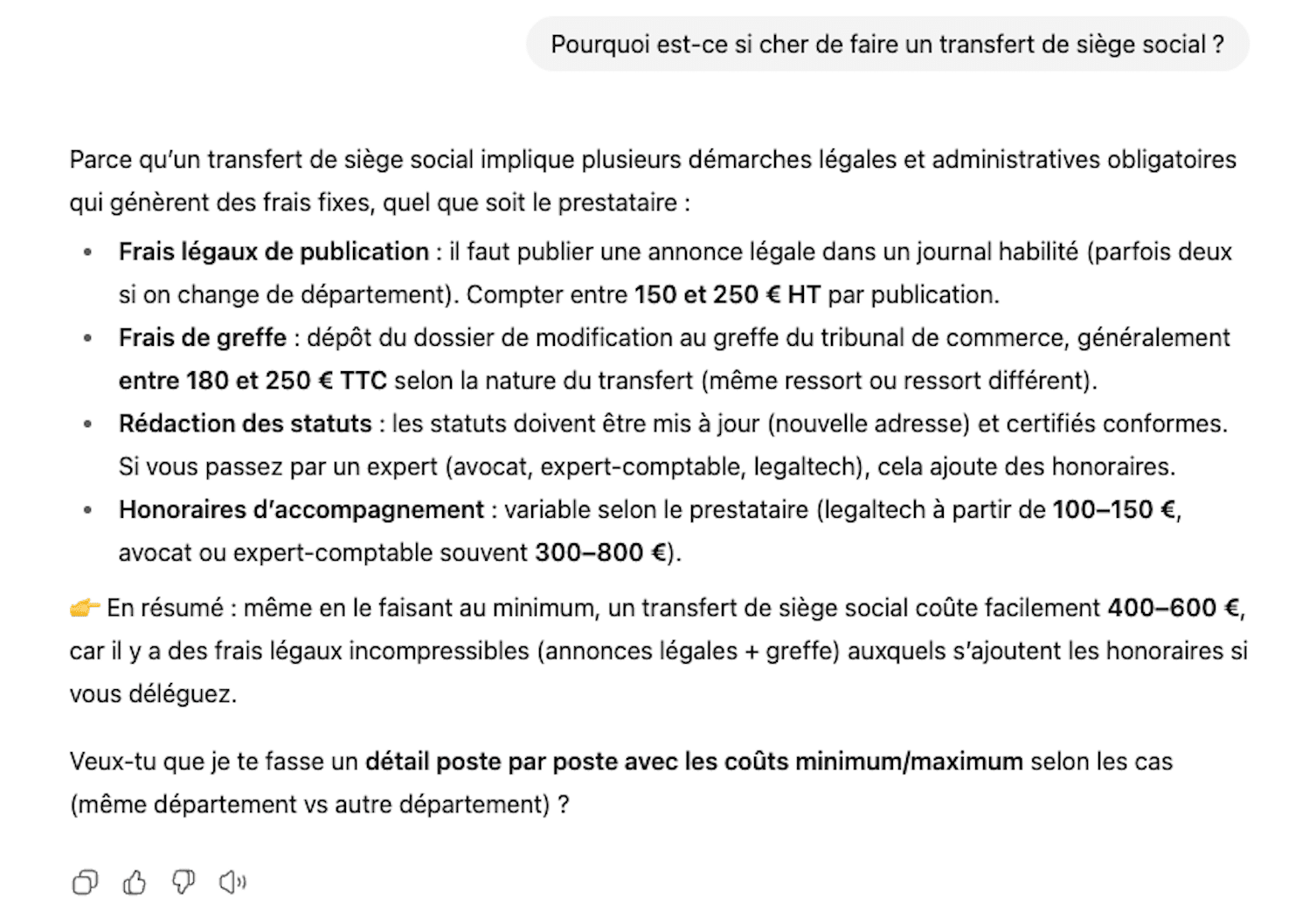 transfert de siege social prix