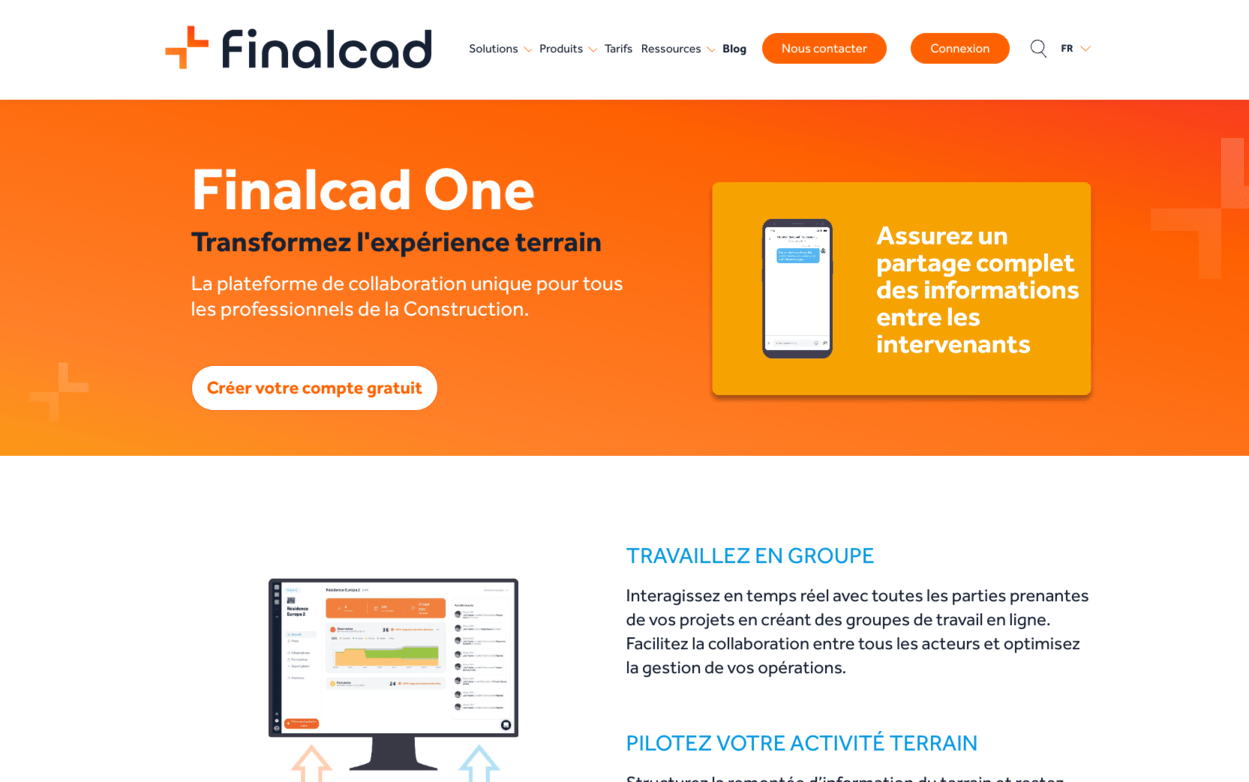 Finalcad logiciel de suivi de chantier
