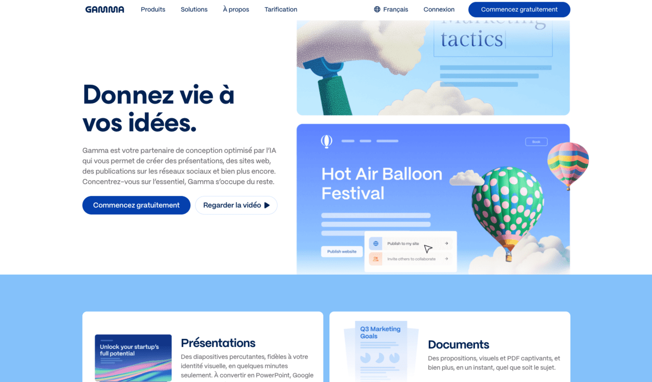 Gamma logiciel de presentation