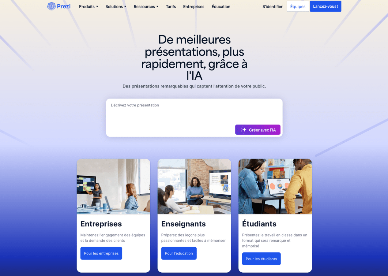 Prezi AI presentation en ligne