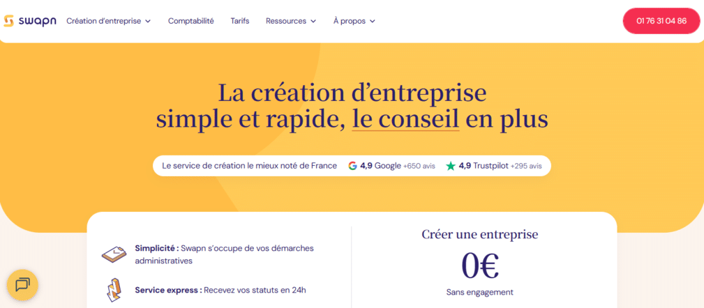 swapn creation entreprise gratuite