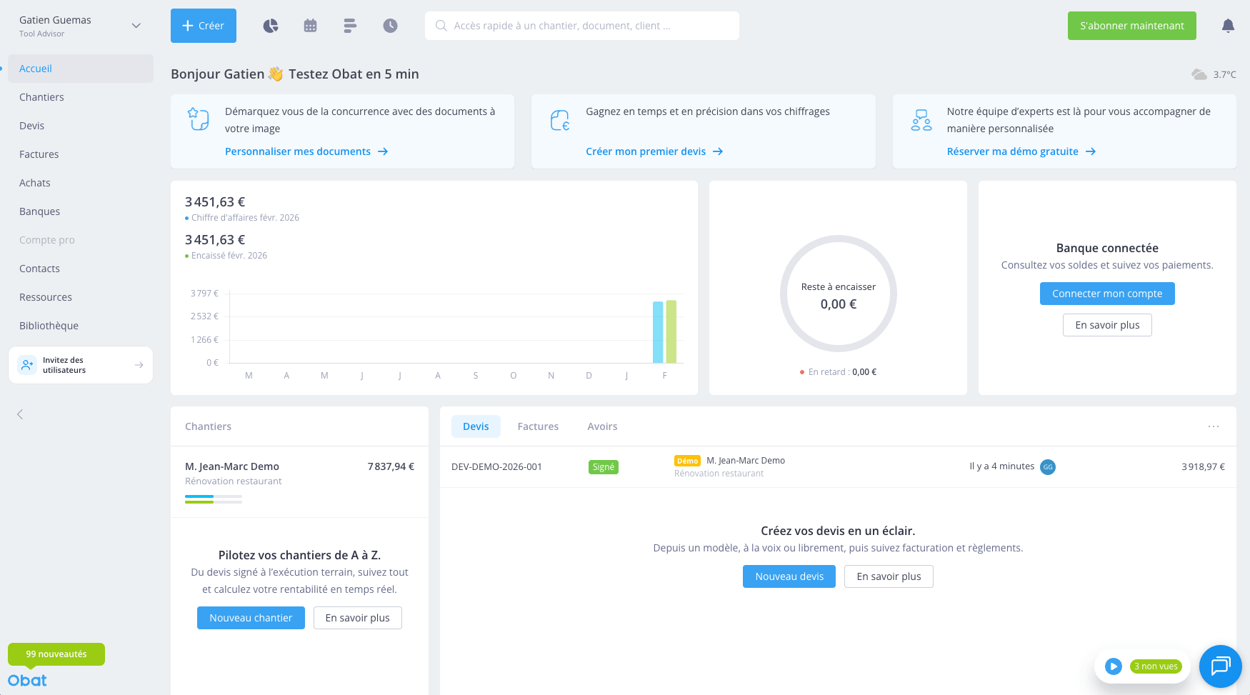 Obat Tableau de bord